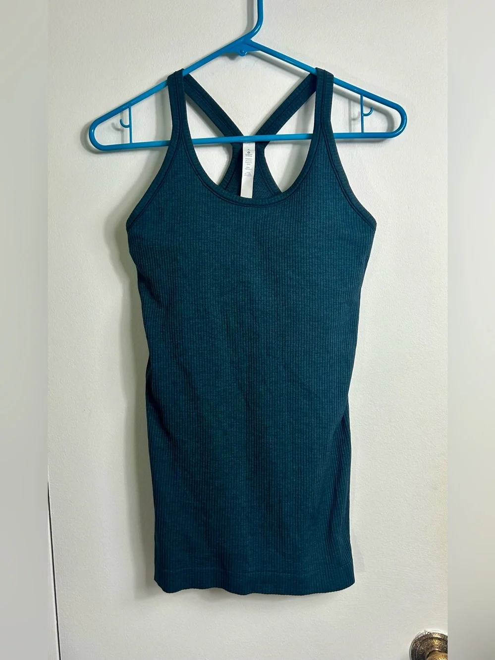 lululemon athletica Ebb To Street Tank, Ribbed Teal Blue Racerback Tank, Size 6
